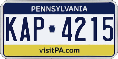 PA license plate KAP4215