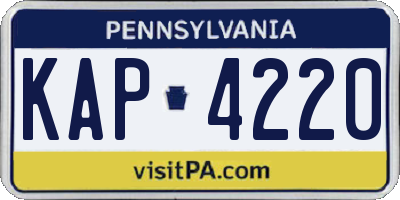 PA license plate KAP4220