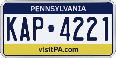 PA license plate KAP4221