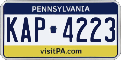 PA license plate KAP4223