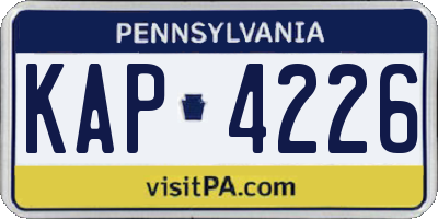 PA license plate KAP4226