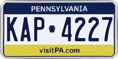 PA license plate KAP4227