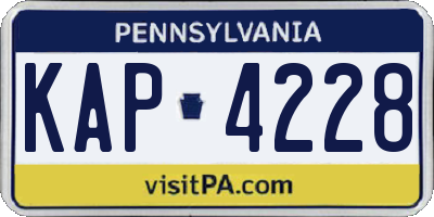 PA license plate KAP4228
