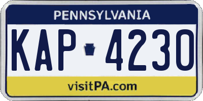 PA license plate KAP4230