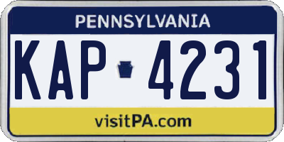 PA license plate KAP4231
