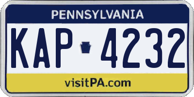 PA license plate KAP4232
