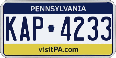 PA license plate KAP4233