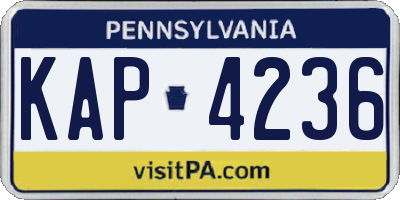 PA license plate KAP4236