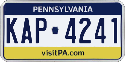 PA license plate KAP4241