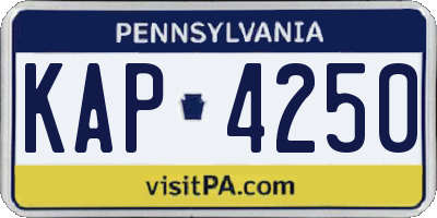 PA license plate KAP4250