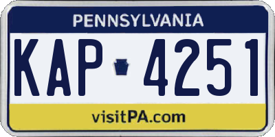 PA license plate KAP4251