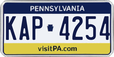 PA license plate KAP4254