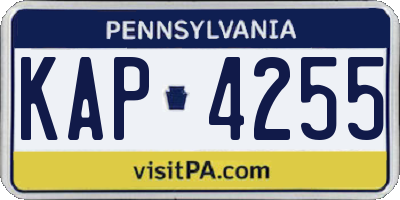 PA license plate KAP4255