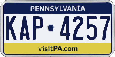 PA license plate KAP4257