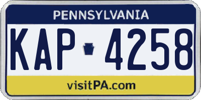 PA license plate KAP4258