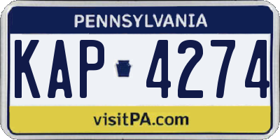 PA license plate KAP4274