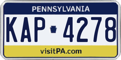 PA license plate KAP4278