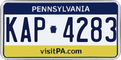 PA license plate KAP4283
