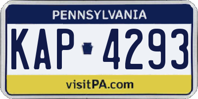 PA license plate KAP4293