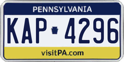 PA license plate KAP4296