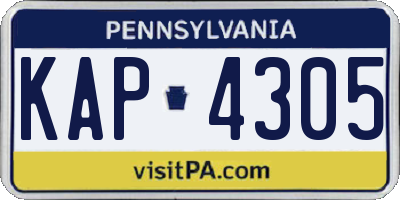 PA license plate KAP4305