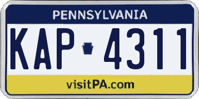 PA license plate KAP4311