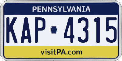 PA license plate KAP4315