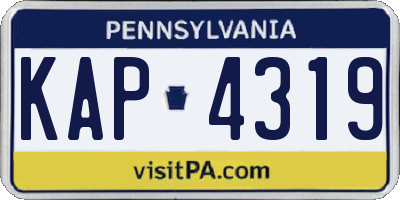 PA license plate KAP4319