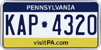PA license plate KAP4320