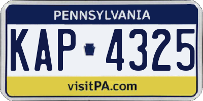 PA license plate KAP4325