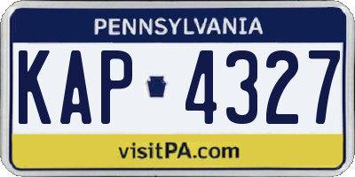 PA license plate KAP4327