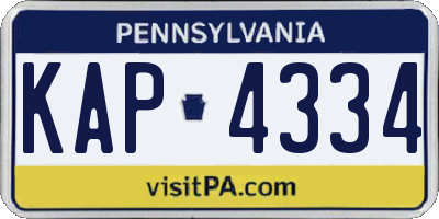 PA license plate KAP4334