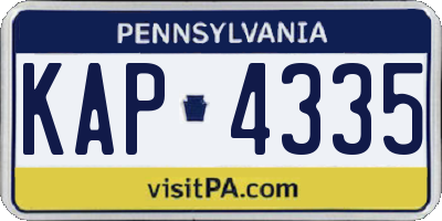PA license plate KAP4335