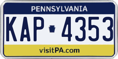 PA license plate KAP4353