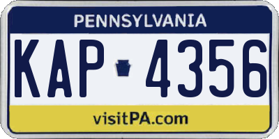 PA license plate KAP4356
