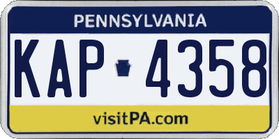 PA license plate KAP4358