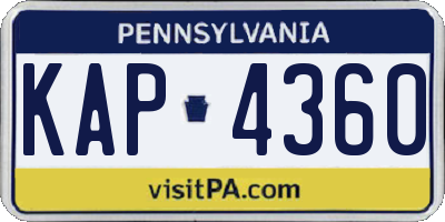 PA license plate KAP4360