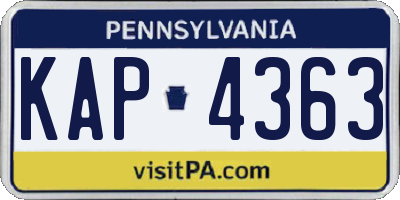 PA license plate KAP4363