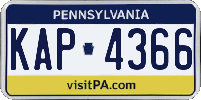 PA license plate KAP4366