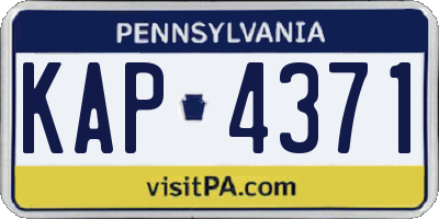 PA license plate KAP4371