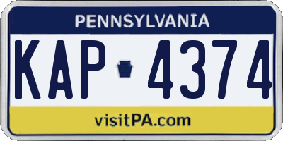 PA license plate KAP4374