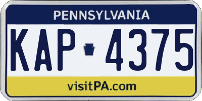 PA license plate KAP4375
