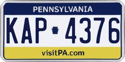 PA license plate KAP4376