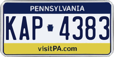 PA license plate KAP4383