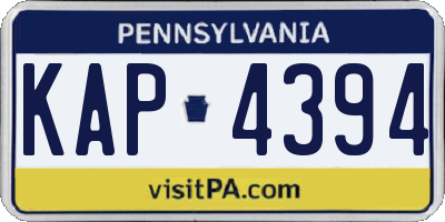 PA license plate KAP4394