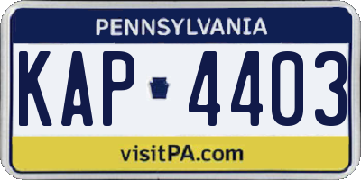 PA license plate KAP4403