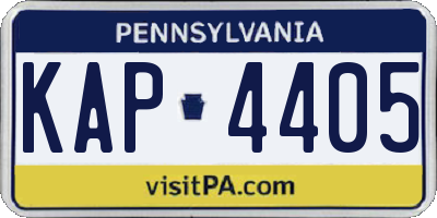 PA license plate KAP4405