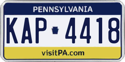 PA license plate KAP4418