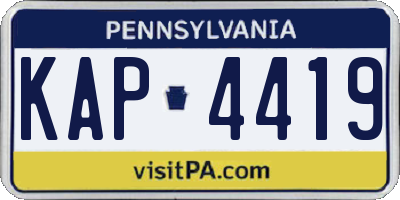 PA license plate KAP4419