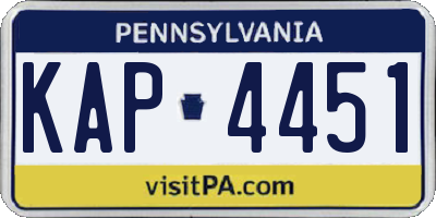 PA license plate KAP4451